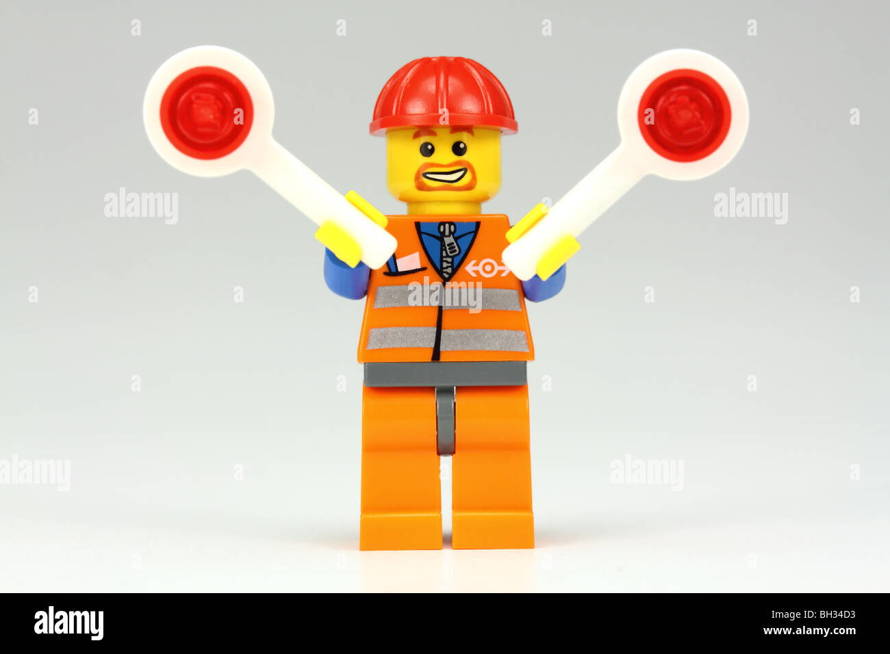 Donner le signal d'arrêt rouge Workman Banque D'Images