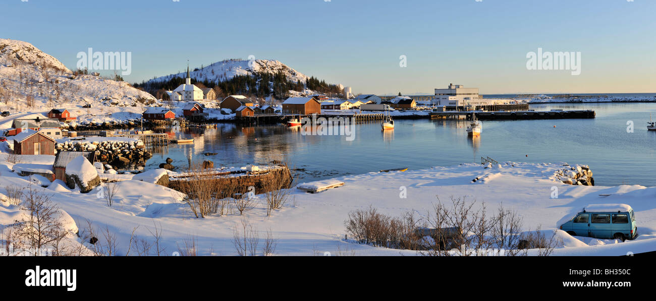 Le village de Moskenes, Lofoten, Norvège du Nord Banque D'Images