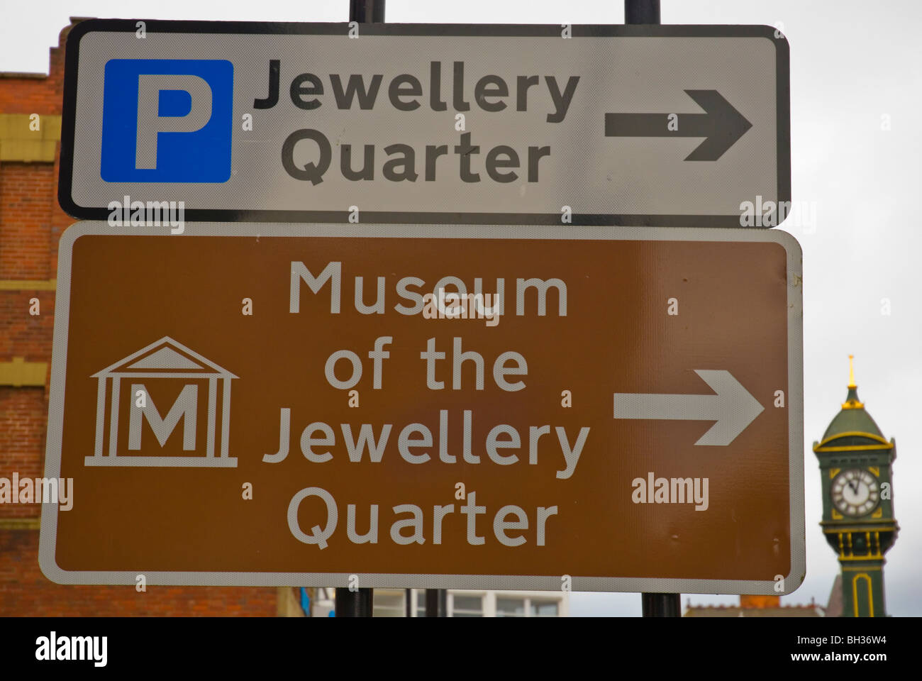 Panneau de circulation Jewellery Quarter Birmingham England UK Europe centrale Banque D'Images