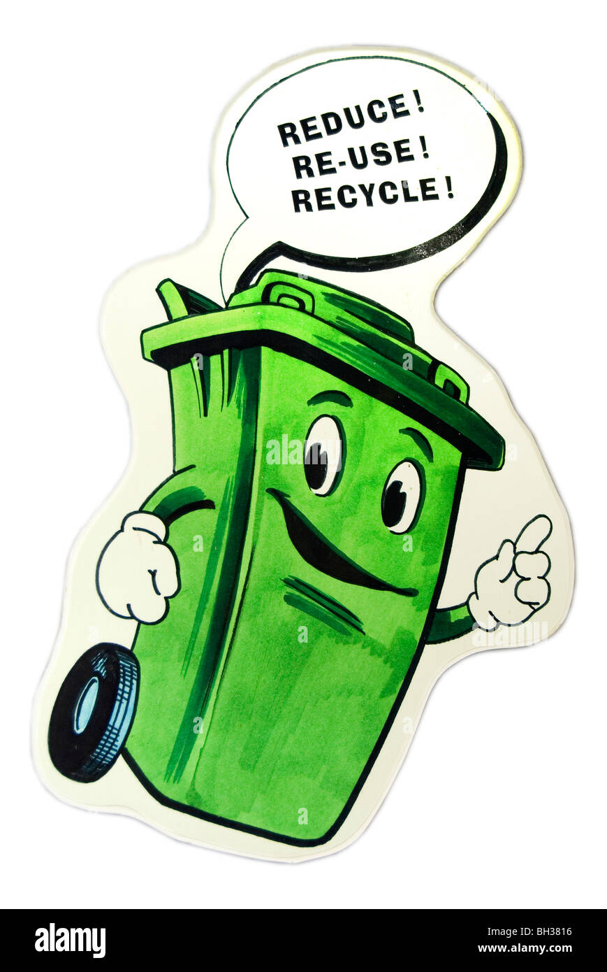 Signe de recyclage avec une poubelle, illustration, Angleterre, Royaume-Uni, Europe Banque D'Images