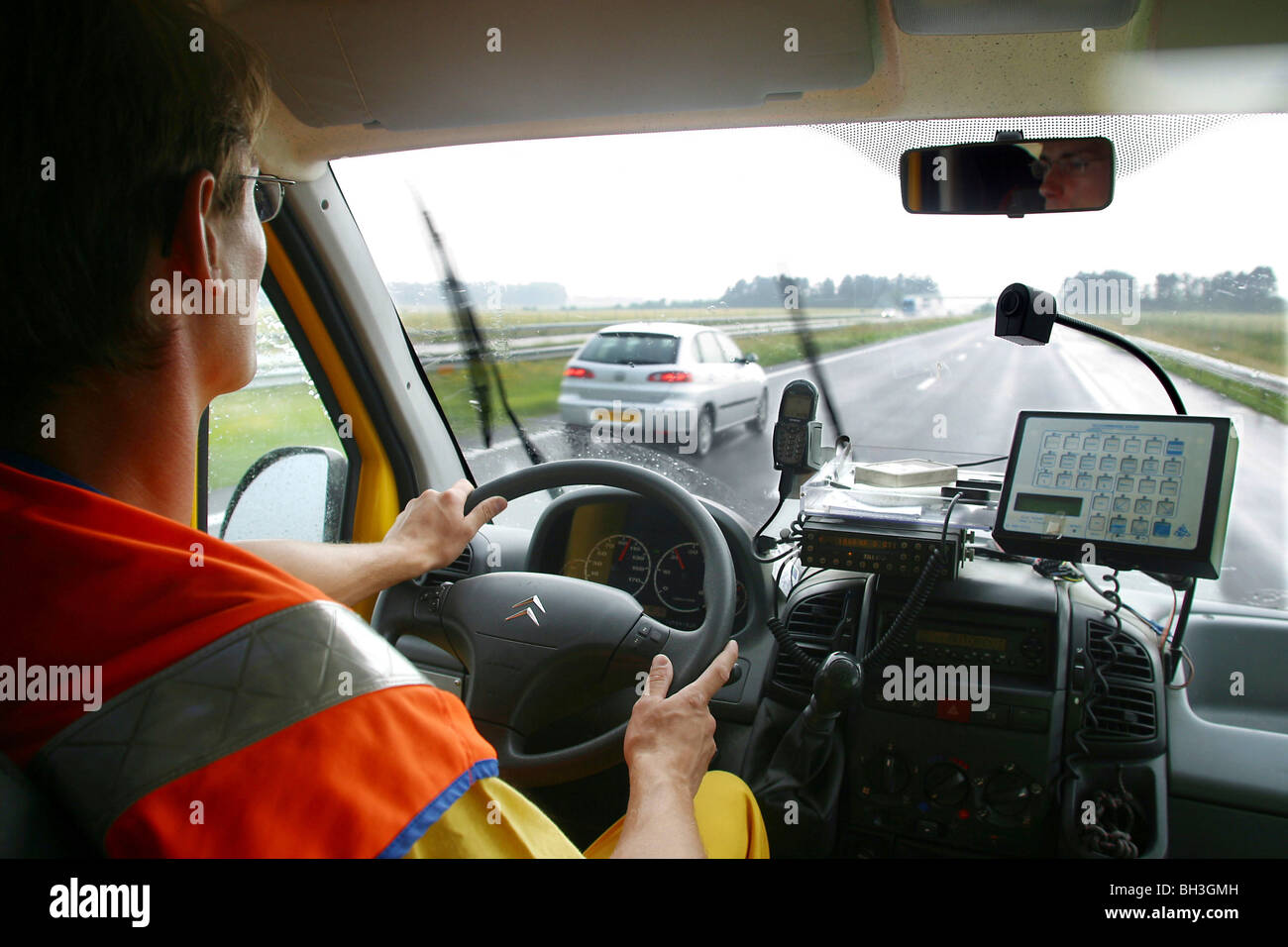 PATROLLER, autoroute A6, SEINE ET MARNE (77) Banque D'Images