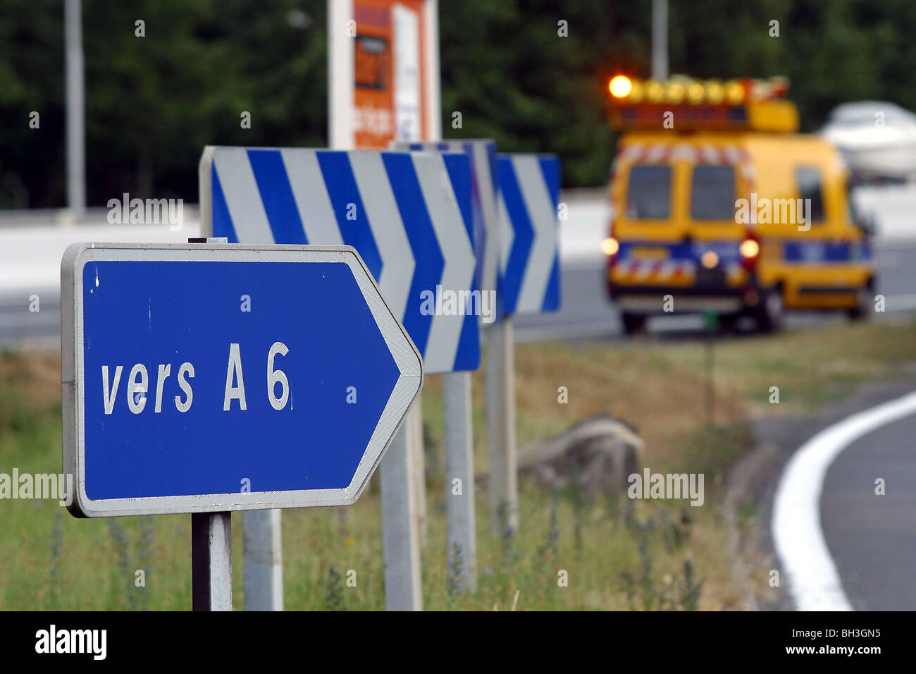 PATROLLER, autoroute A6, SEINE ET MARNE (77) Banque D'Images