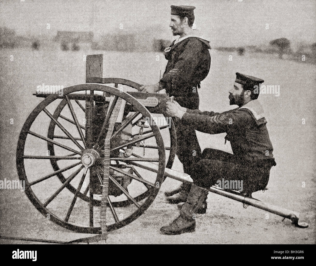 L'un des premiers fusil à Maxim avec la Royal Navy. Banque D'Images