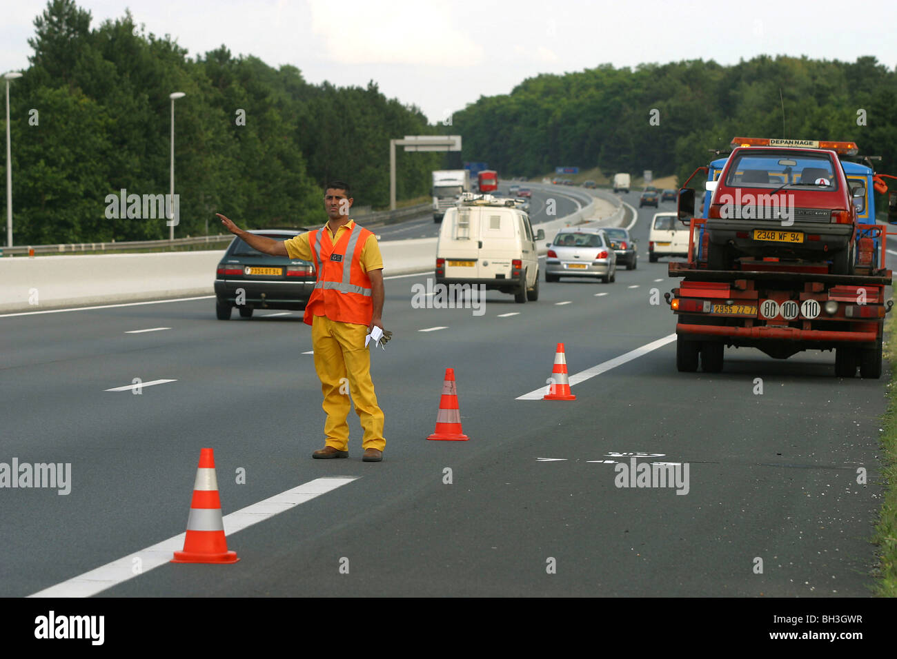 PATROLLER, autoroute A6, SEINE ET MARNE (77) Banque D'Images