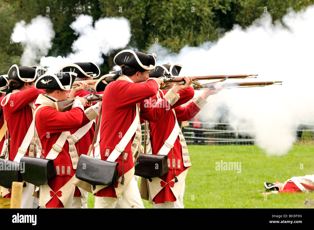 Reconstitution historique de la bataille de Lexington. Banque D'Images