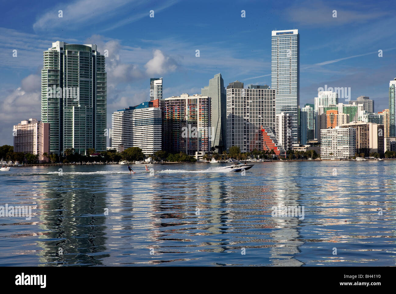 La ville de Miami et Biscayne Bay, Miami, Floride Banque D'Images