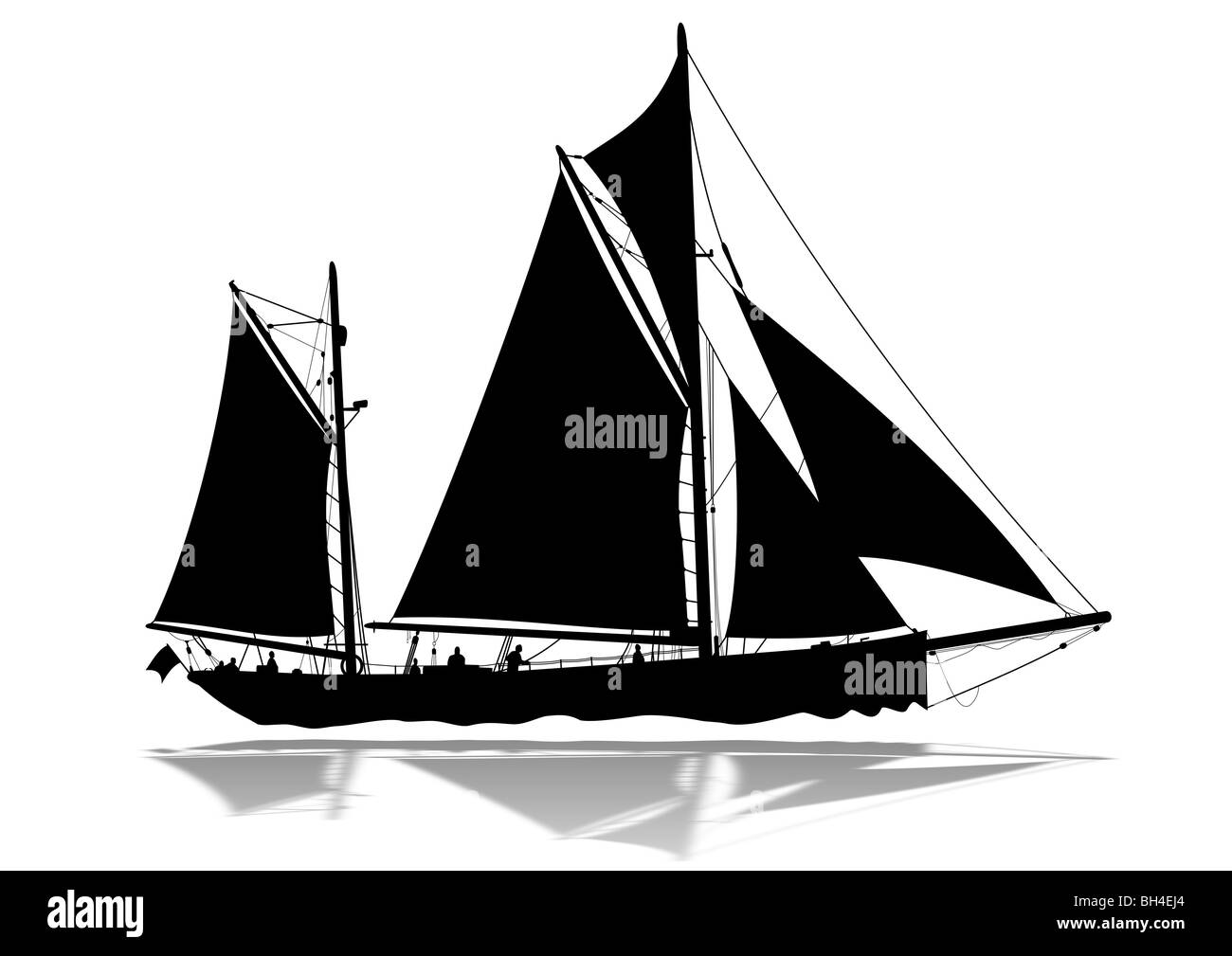 Bateau à voile silhouette Banque D'Images