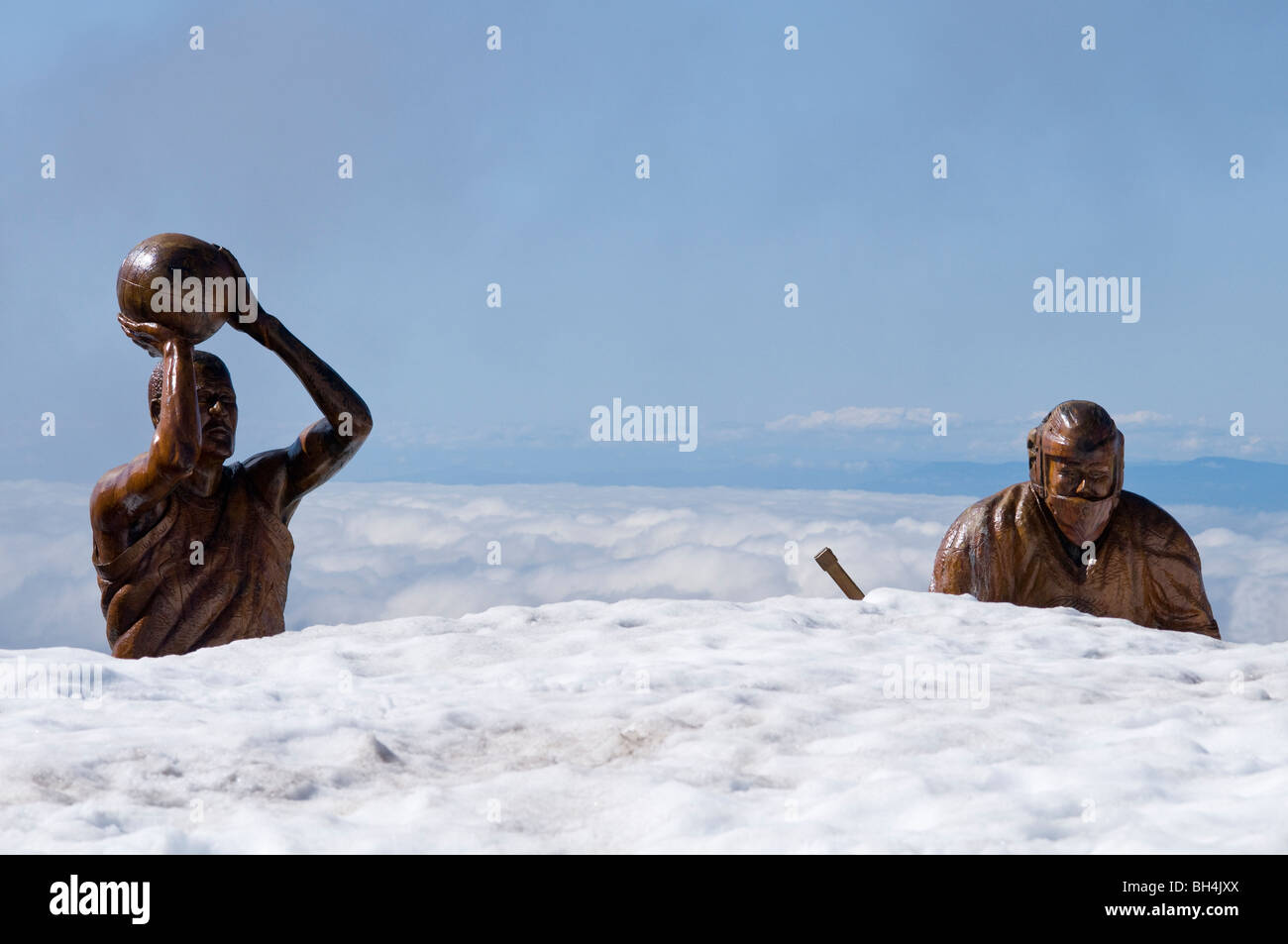La tronçonneuse art de l'artiste des Premières nations, Glen Greensides sur Grouse Mountain, Colombie-Britannique, Canada Banque D'Images