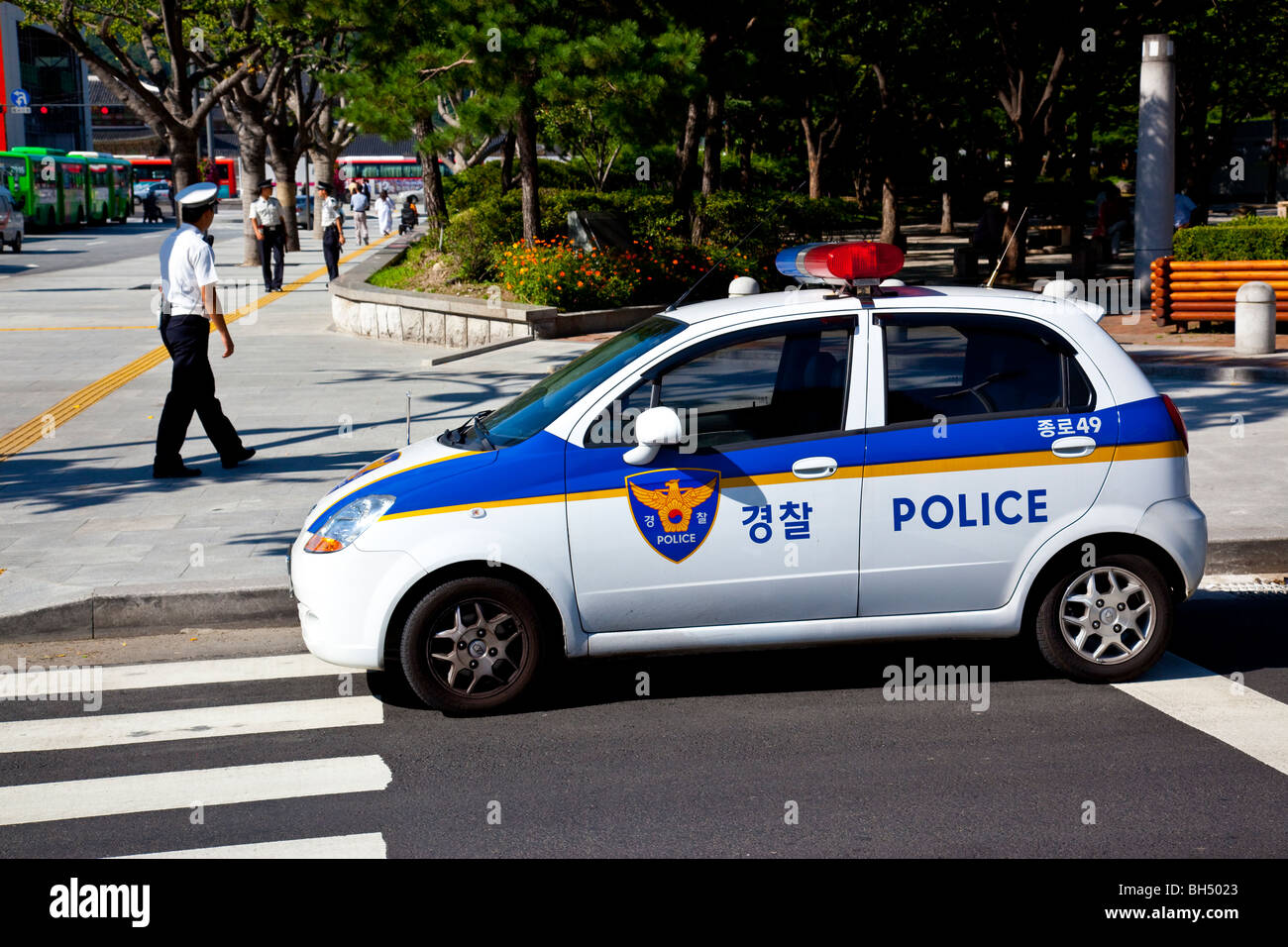 Voiture de police à Séoul, Corée du Sud Banque D'Images