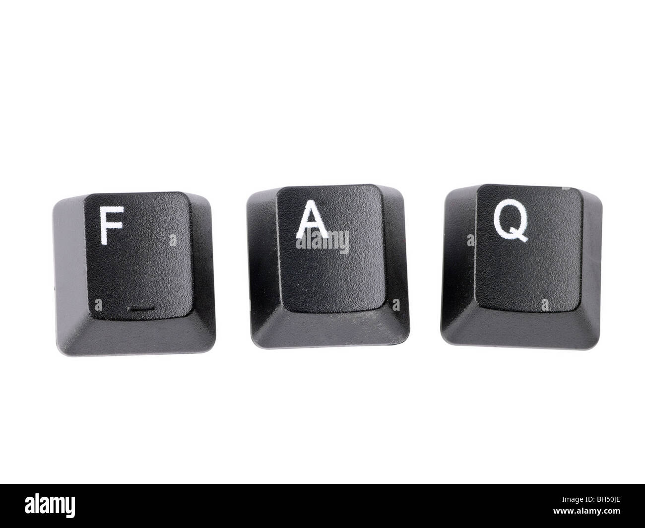Touches du clavier noir formant FAQ sigle sur fond blanc Banque D'Images