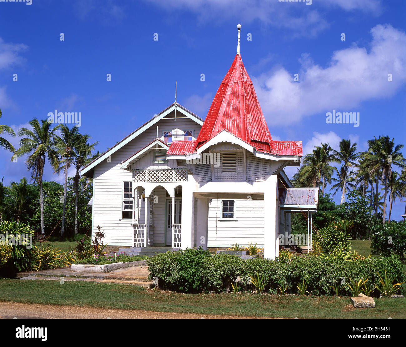Petite église en bois, Vahe Loto, Tongatapu, Royaume des Tonga Banque D'Images