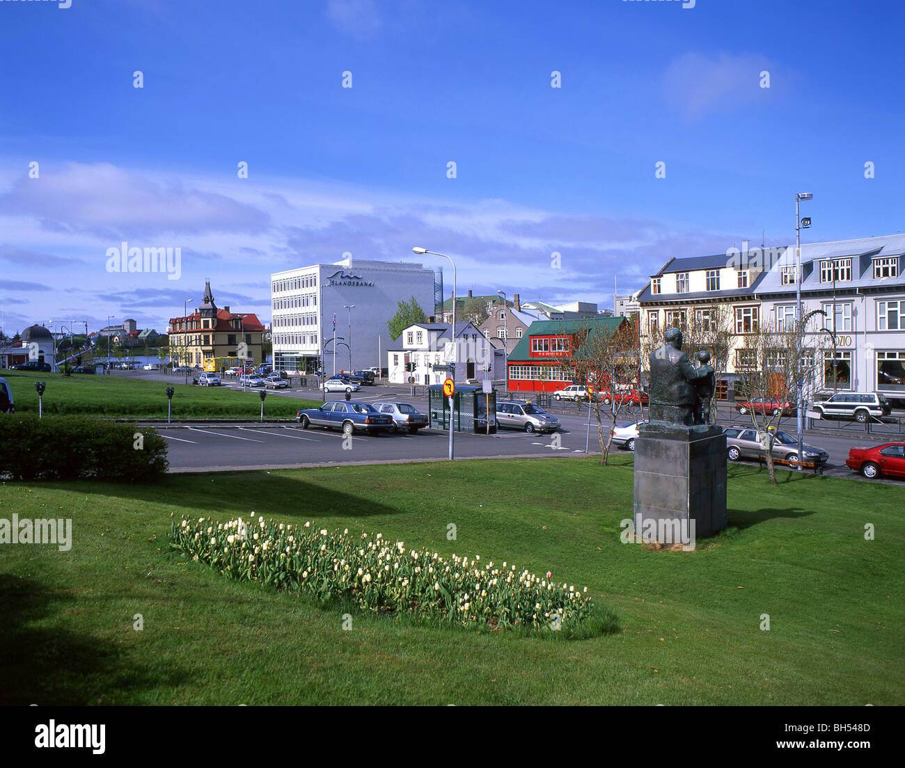 Scène de rue, Bernhoftstorfan, Reykjavik, une plus grande région de Reykjavik, République d'Islande Banque D'Images