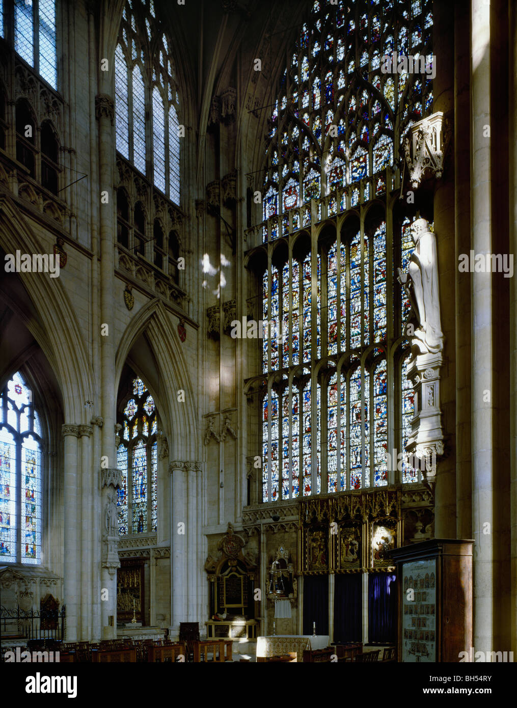 York Minster Dame Chapelle et la grande fenêtre de l'Est Banque D'Images
