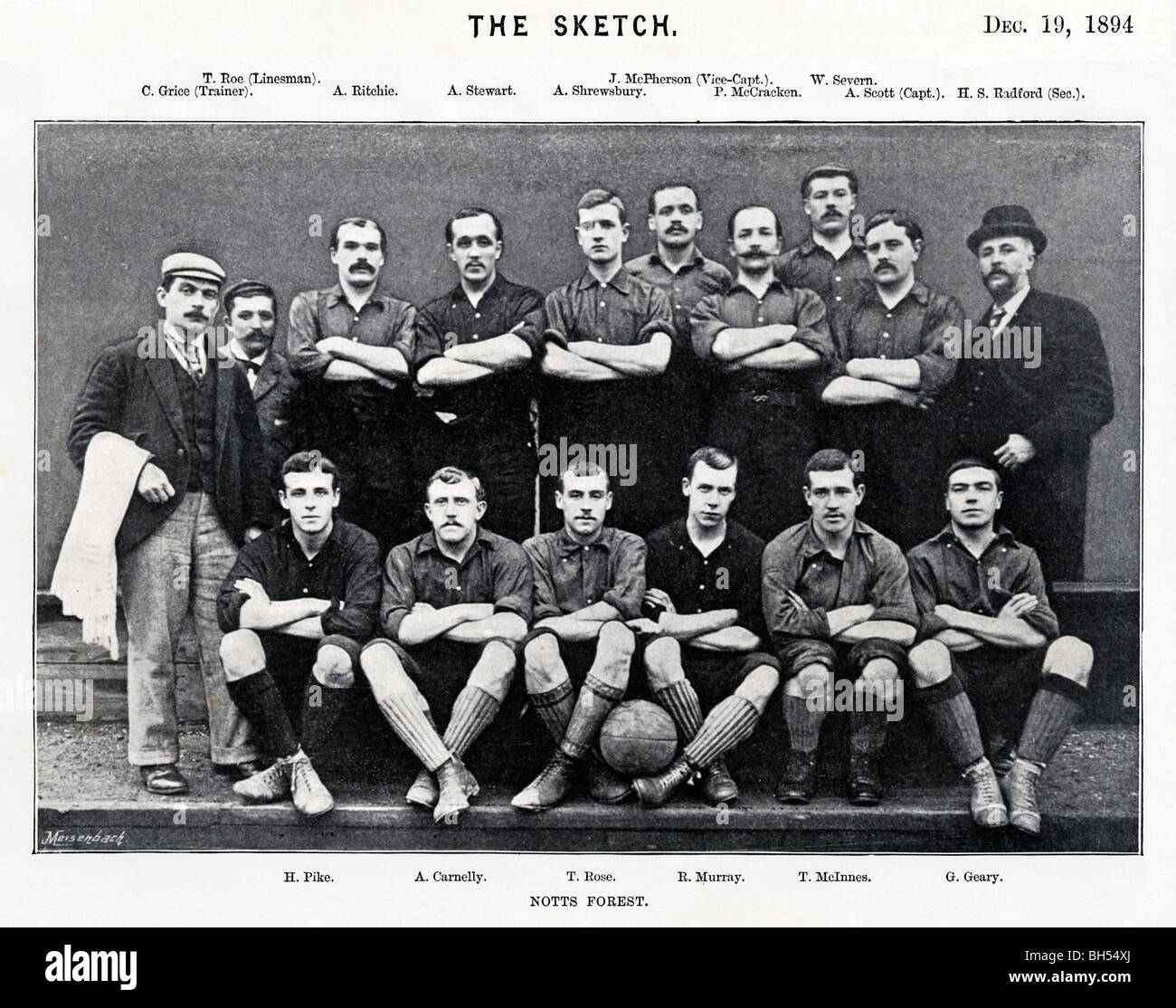 Nottingham Forest, 1894 Photo de l'équipe de la forêt au début de la saison, terminant 7e en division 1 de la Ligue de football Banque D'Images