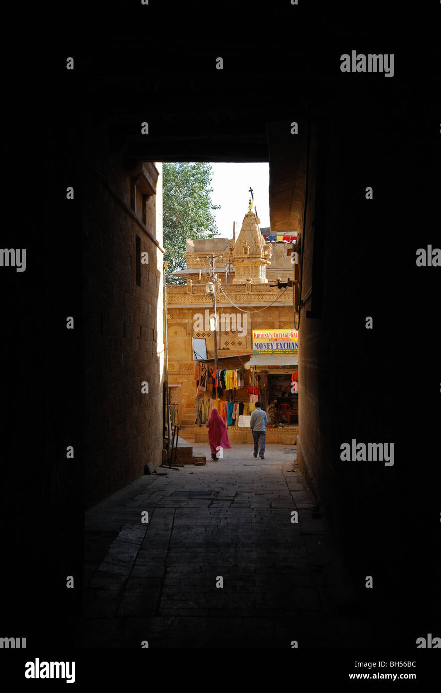 Entrée par les murs de la ville de Jaisalmer, Rajasthan, Inde. Banque D'Images