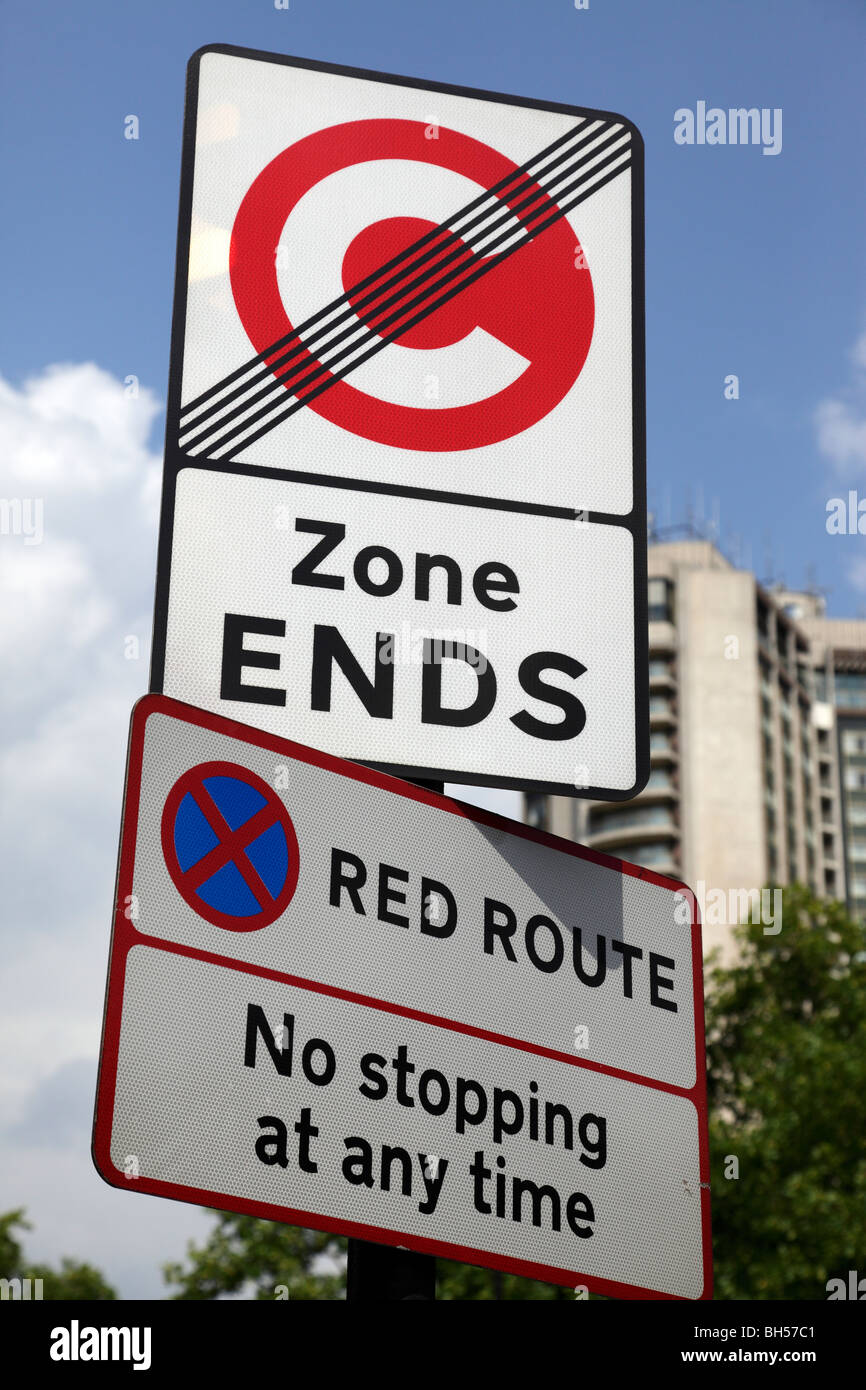 Zone de péage urbain prend fin signer Park Lane Londres Uk Banque D'Images