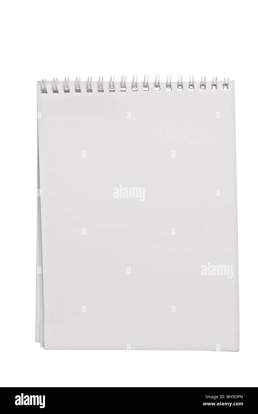 Le bloc-notes isolé sur fond blanc Banque D'Images