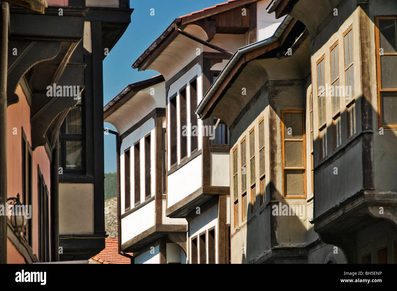 Maisons traditionnelles à la rue Germiyan, Kutahya, Turquie Banque D'Images