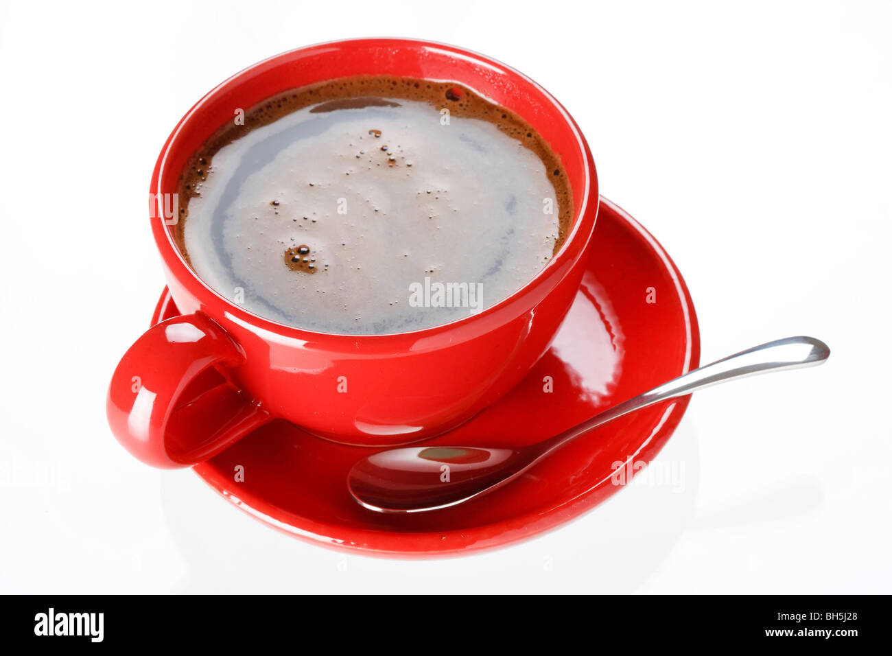 Tasse de café rouge. Banque D'Images