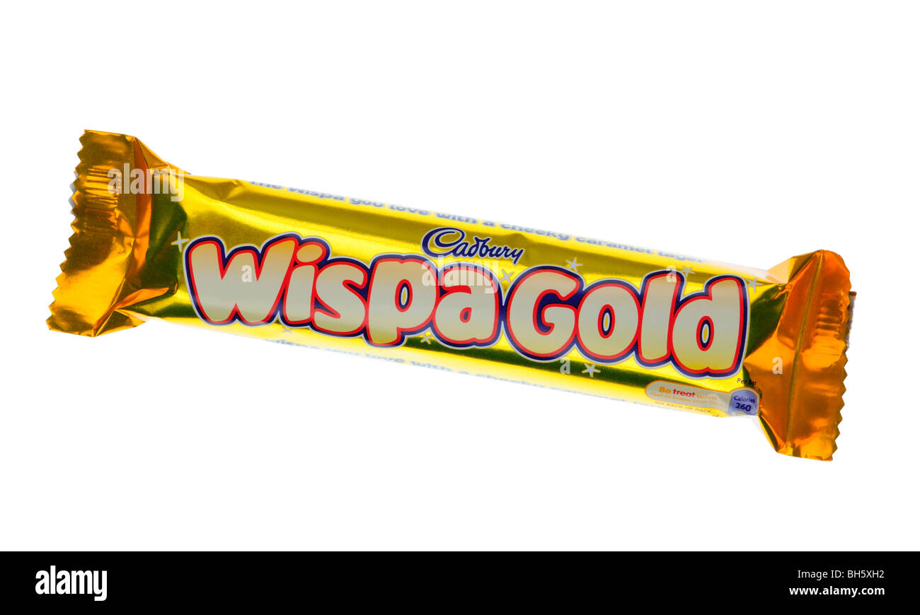 Or, Wispa Cadbury Limited Edition de chocolat. Banque D'Images