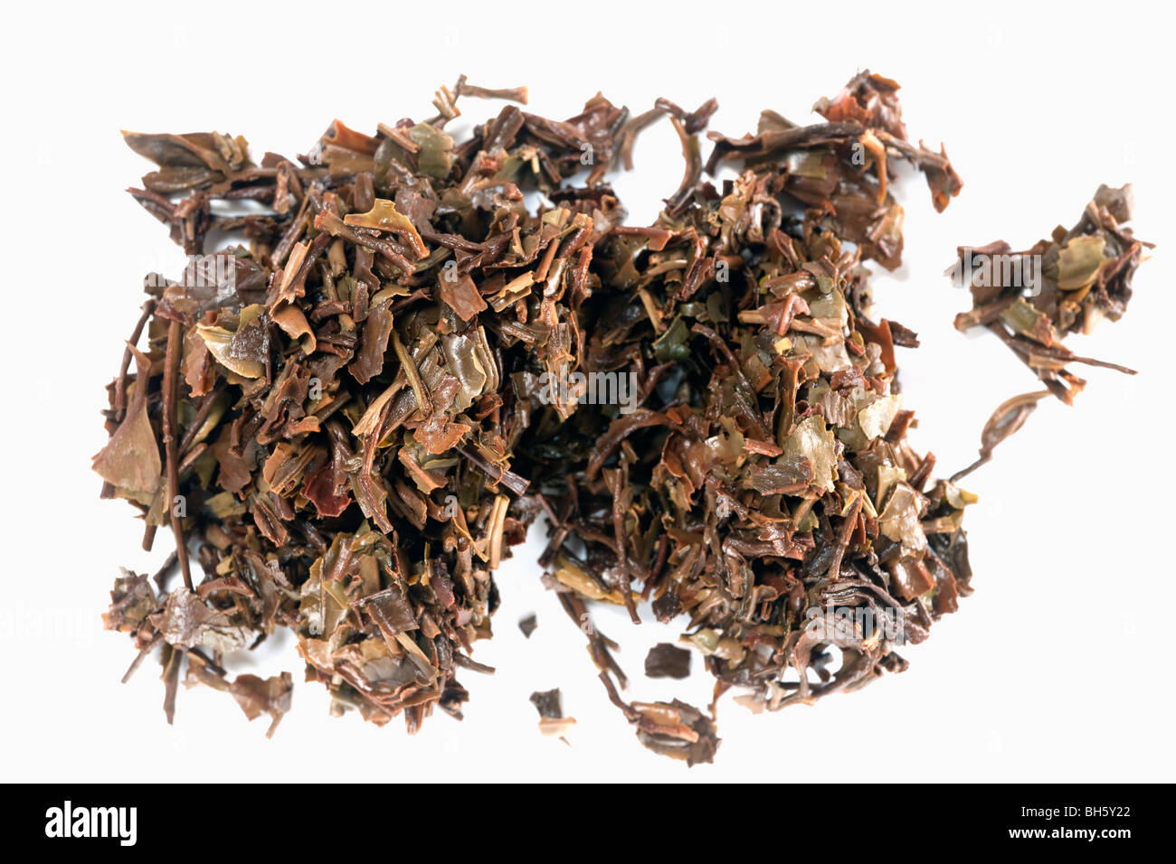 Les feuilles de thé Darjeeling dépensé Banque D'Images