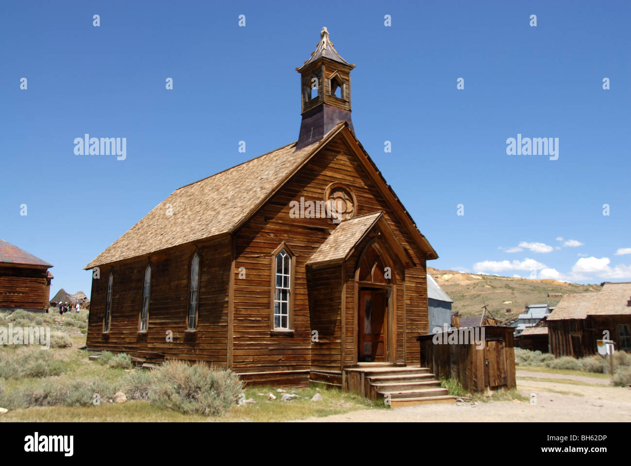 Église en bois à Bodie ghost ville minière, California, USA Banque D'Images