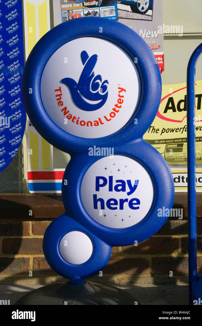 La Loterie Nationale jouer ici s'inscrire Banque D'Images