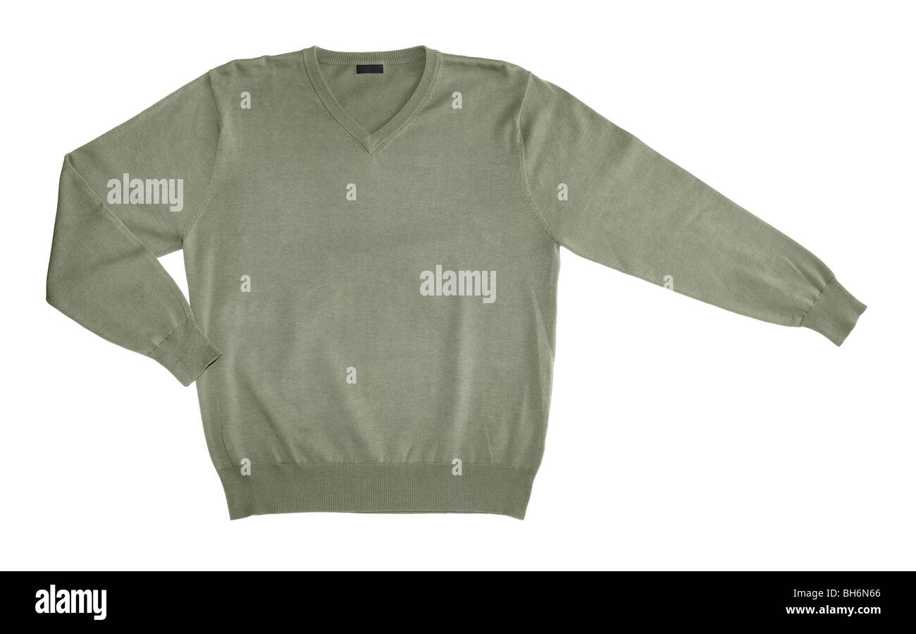 Pull maille coton vert isolated on white Banque D'Images