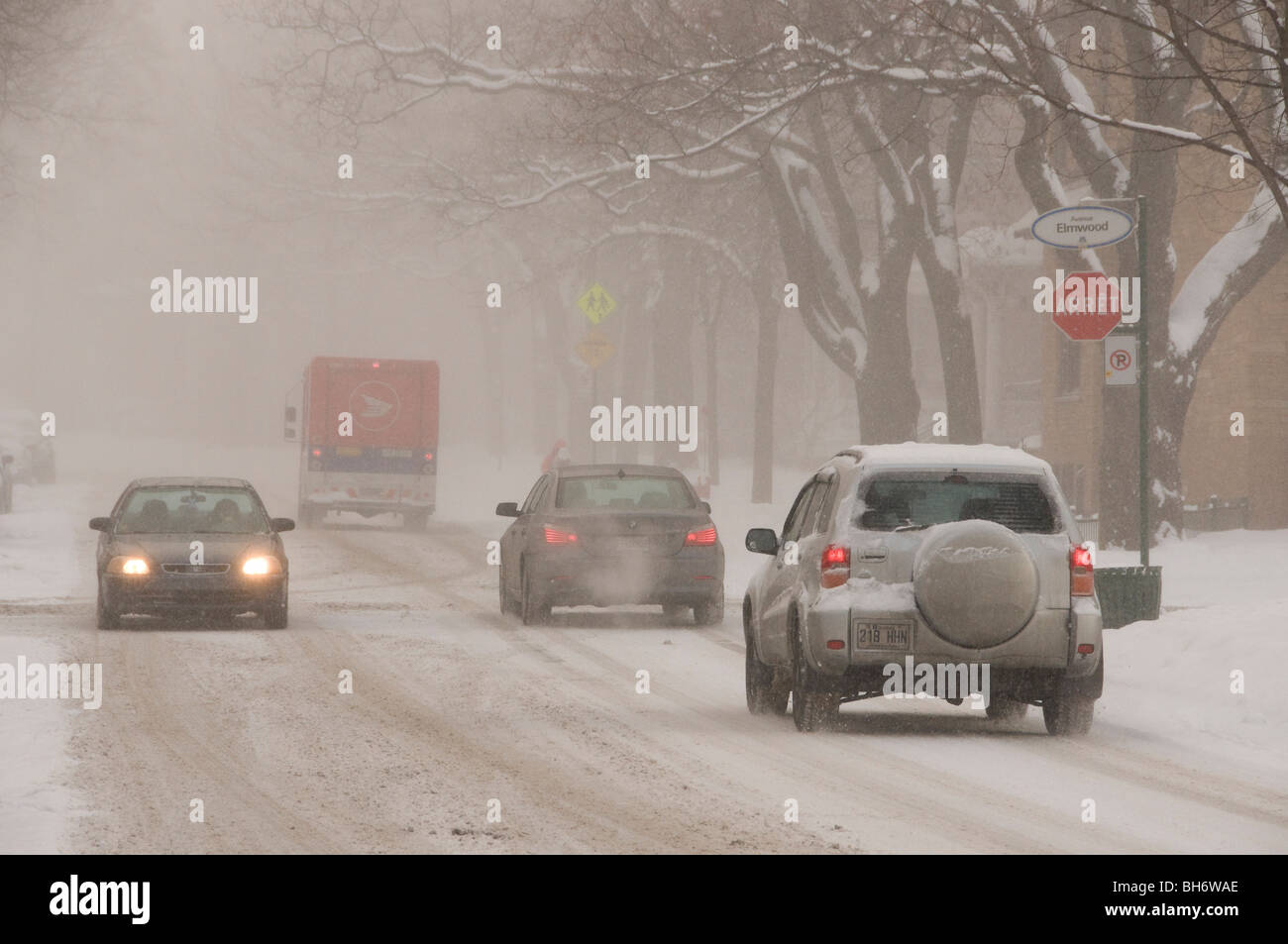 Le trafic d'hiver de Montréal Banque D'Images