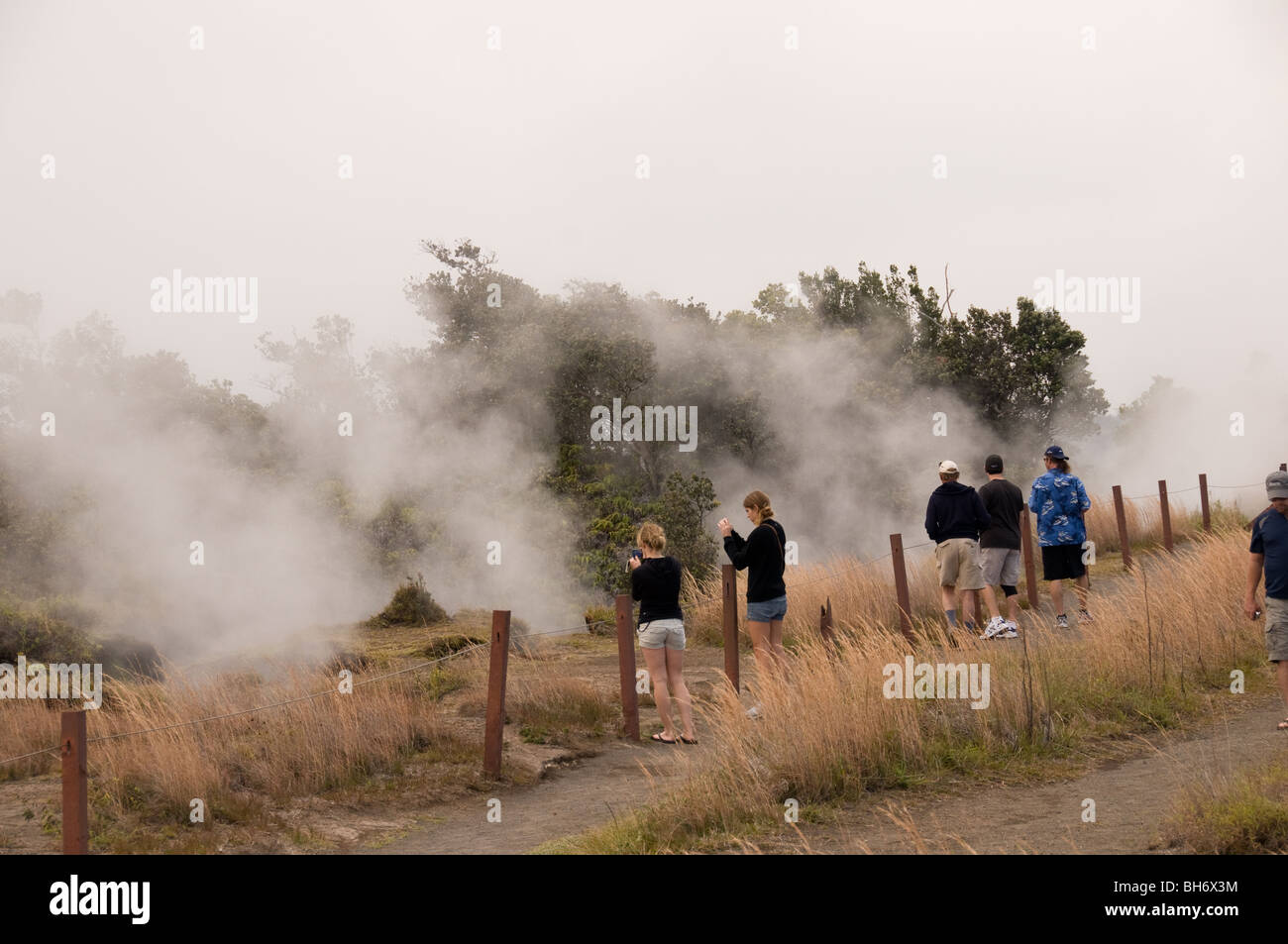 L'évacuation de la vapeur du volcan .Le Big Island, Hawaii Banque D'Images