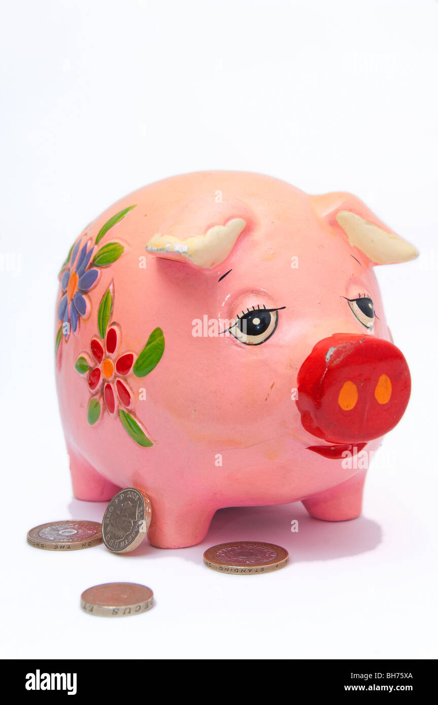 Concept financier assez bright pink piggy bank Banque D'Images