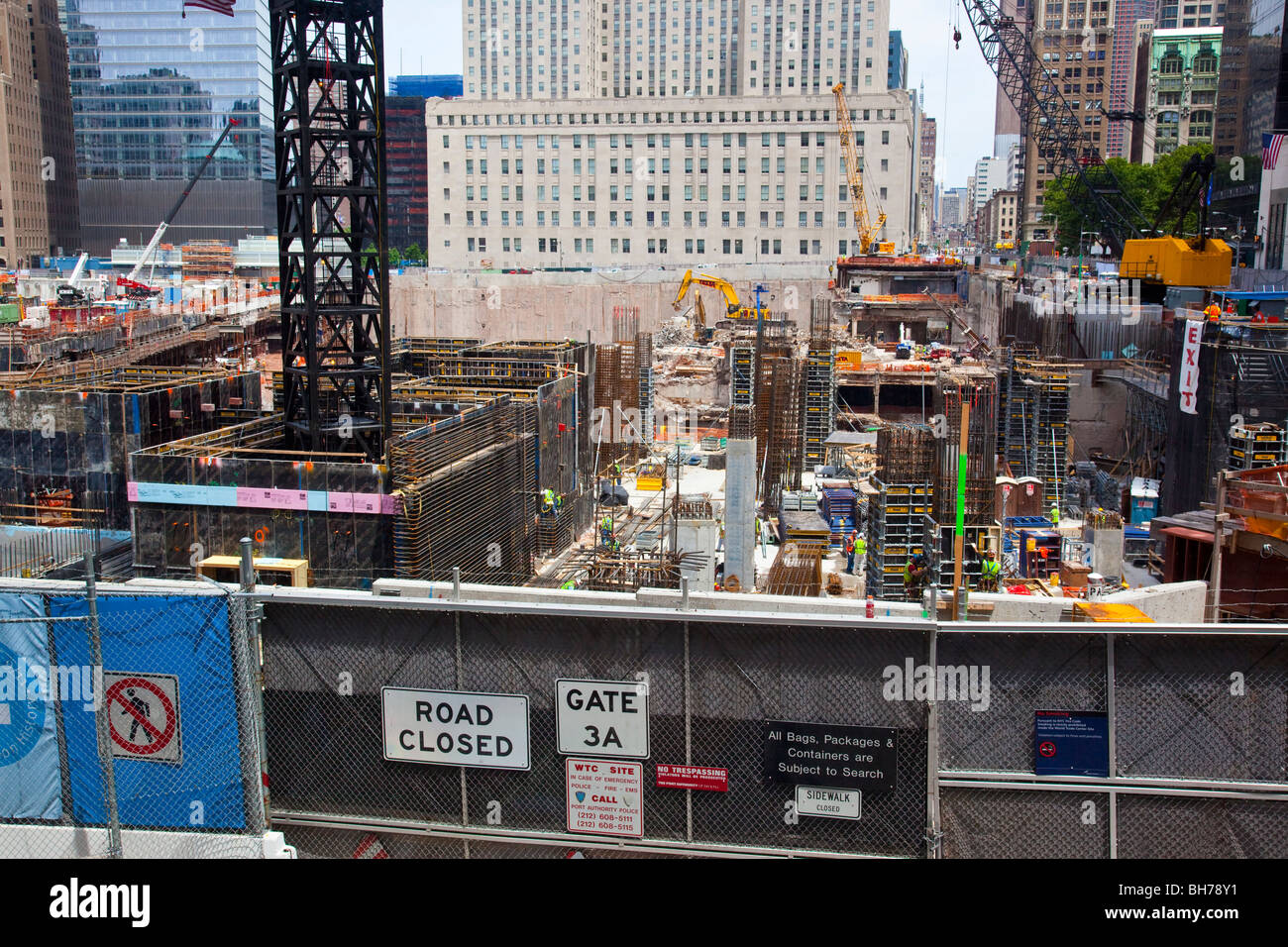 Site de construction du World Trade Center à New York City Banque D'Images