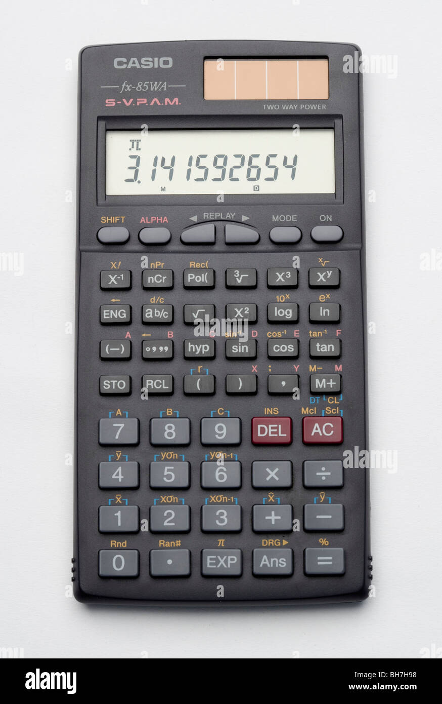 Calculatrice sur un fond blanc afficher pi PI TT valeur de pi Photo Stock -  Alamy