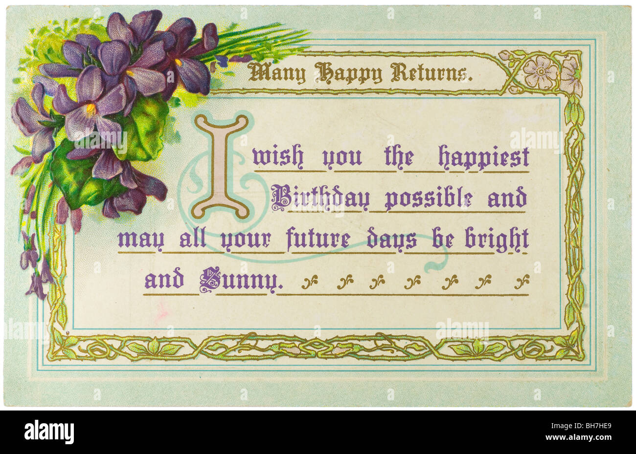 Vintage Victorian Birthday Card Banque D Image Et Photos Alamy