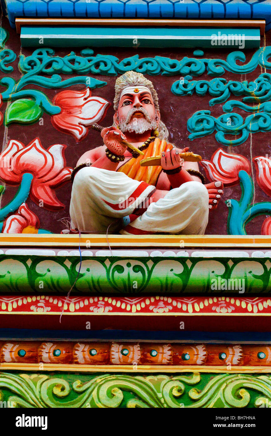 Peint aux couleurs vives, statue, Thanjavur Palace, Thanjavur, État de Tamil Nadu, Inde du Sud Banque D'Images