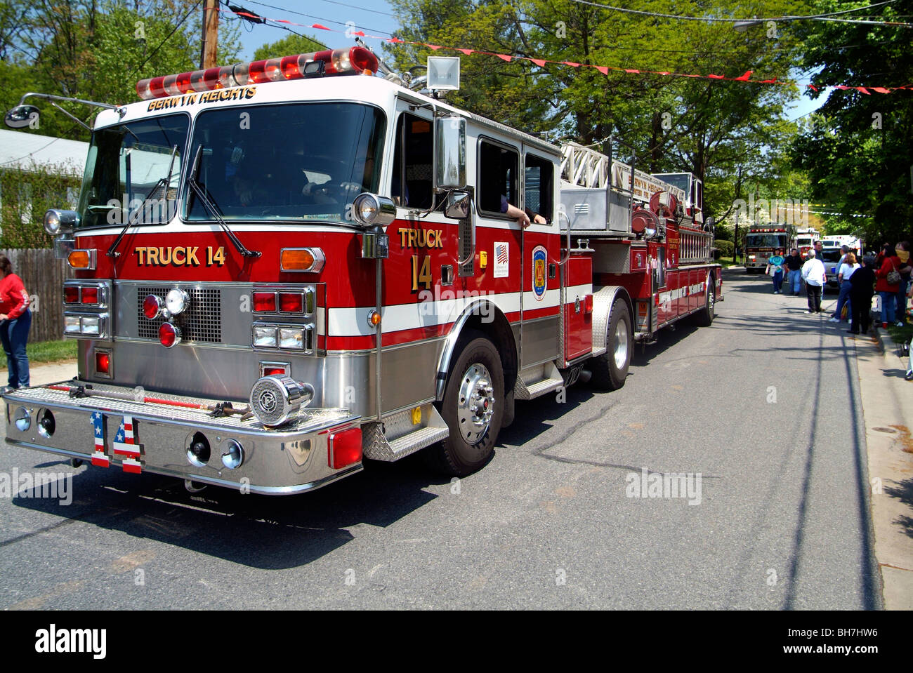 Camion de Berwyn Heights Vol Fire Dept sur rue à Berwyn Heights, MD, USA Banque D'Images
