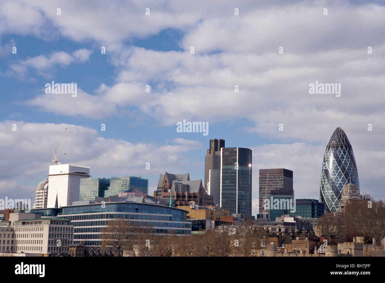 Londres, Skyline, cornichon, rivière, Ville, Thames, Royaume-Uni Banque D'Images