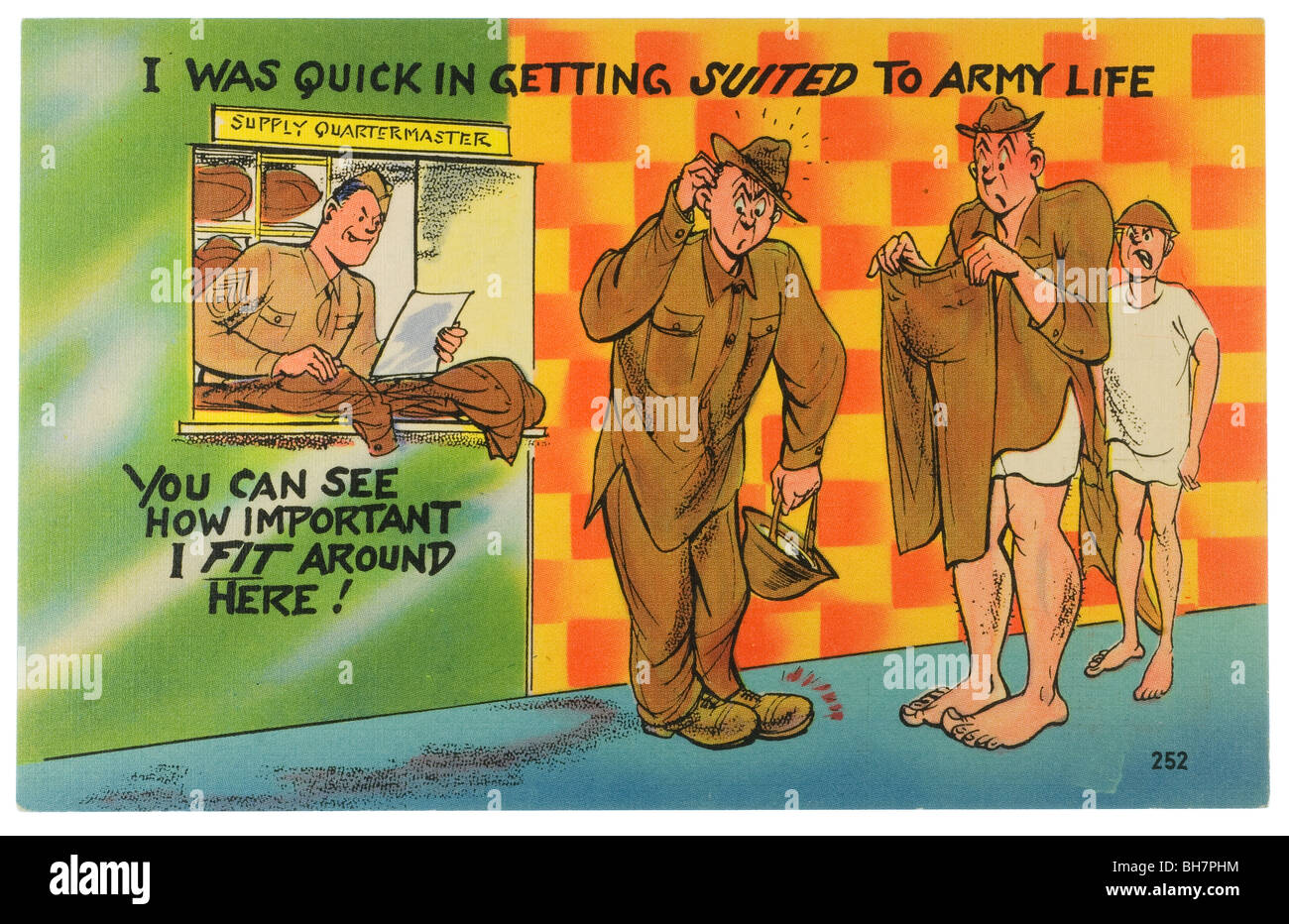 Vintage WWII comic postcard des SIG sur la vie dans l'Armée Banque D'Images