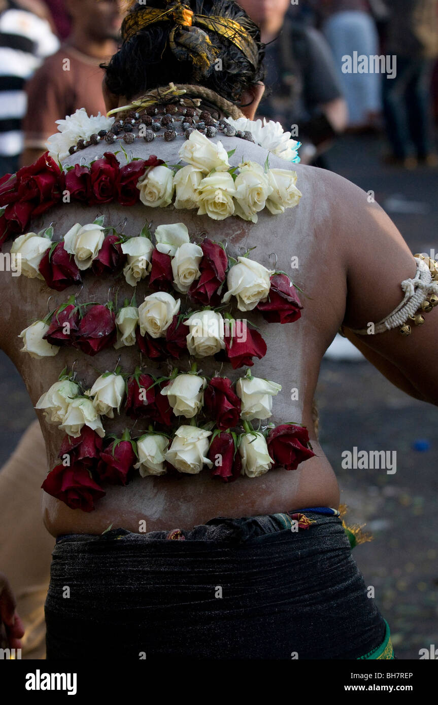 Pèlerins à thaipusam Malaisie 2010 étant possédée ,Thaipusam est une fête hindoue célébrée principalement par la communauté tamoule Banque D'Images