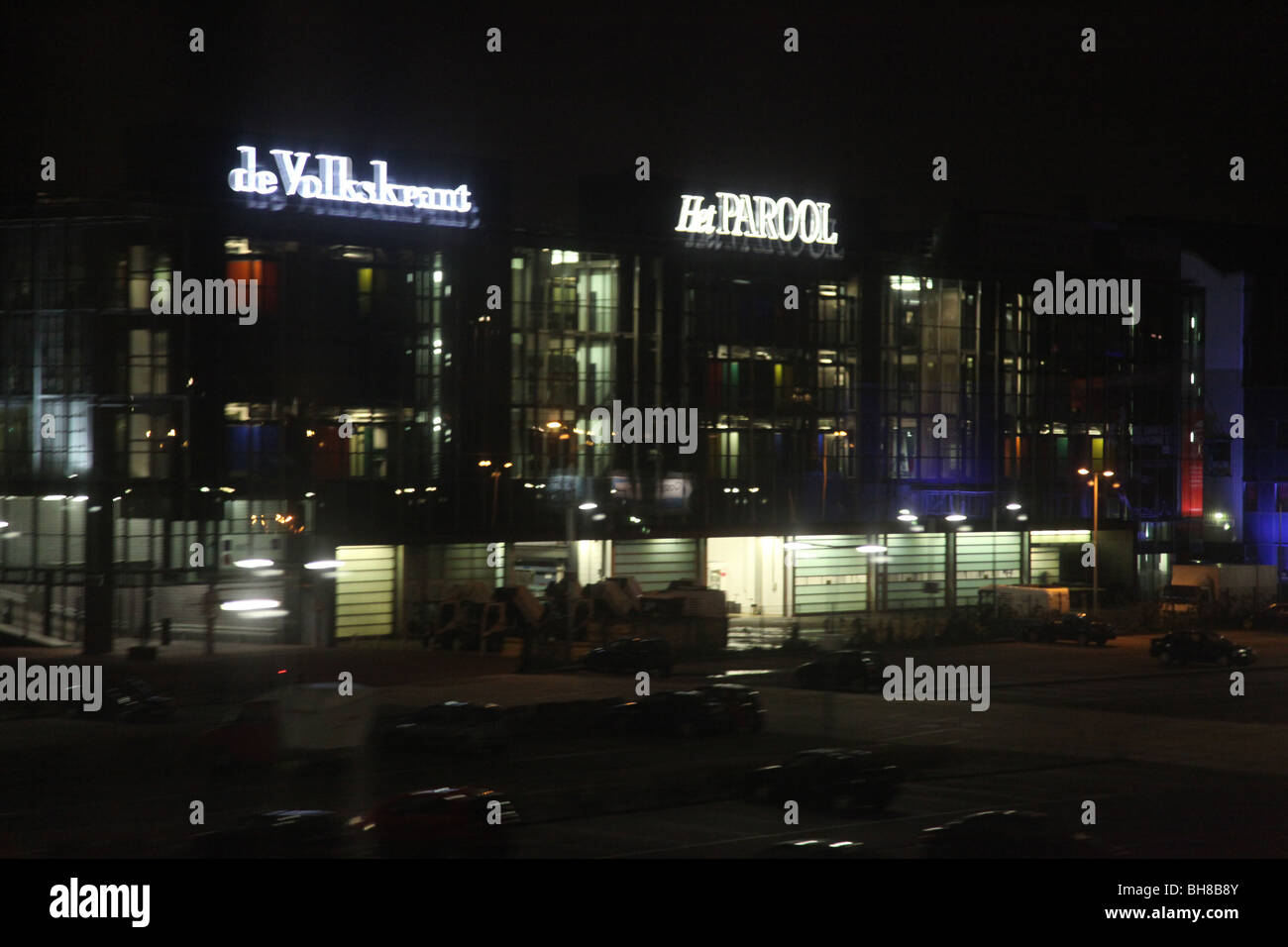 Vue de la fenêtre d'Amsterdam dans la nuit temps II Banque D'Images