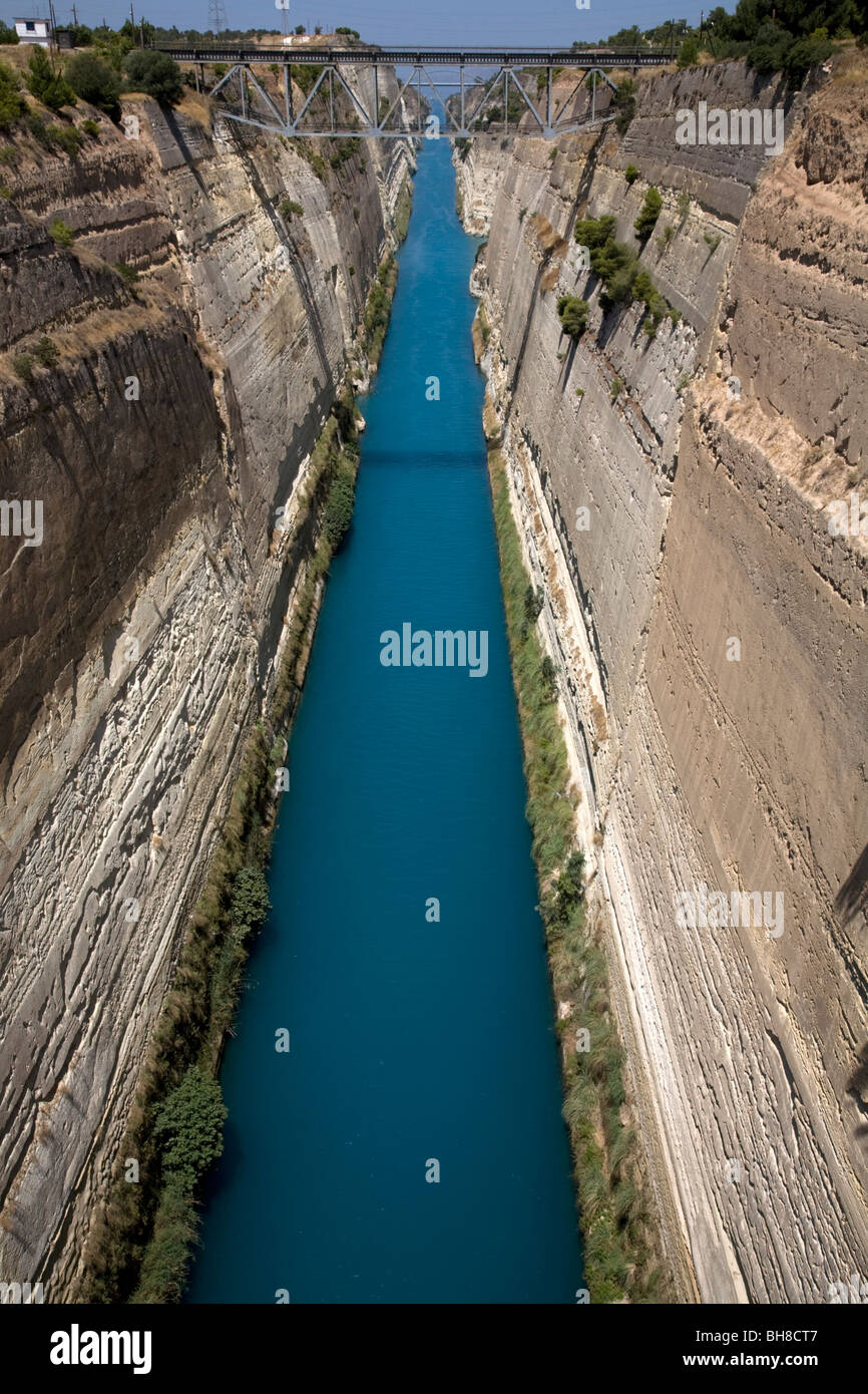 Canal de Corinthe isthme de Corinthe Grèce Pelponnese Banque D'Images