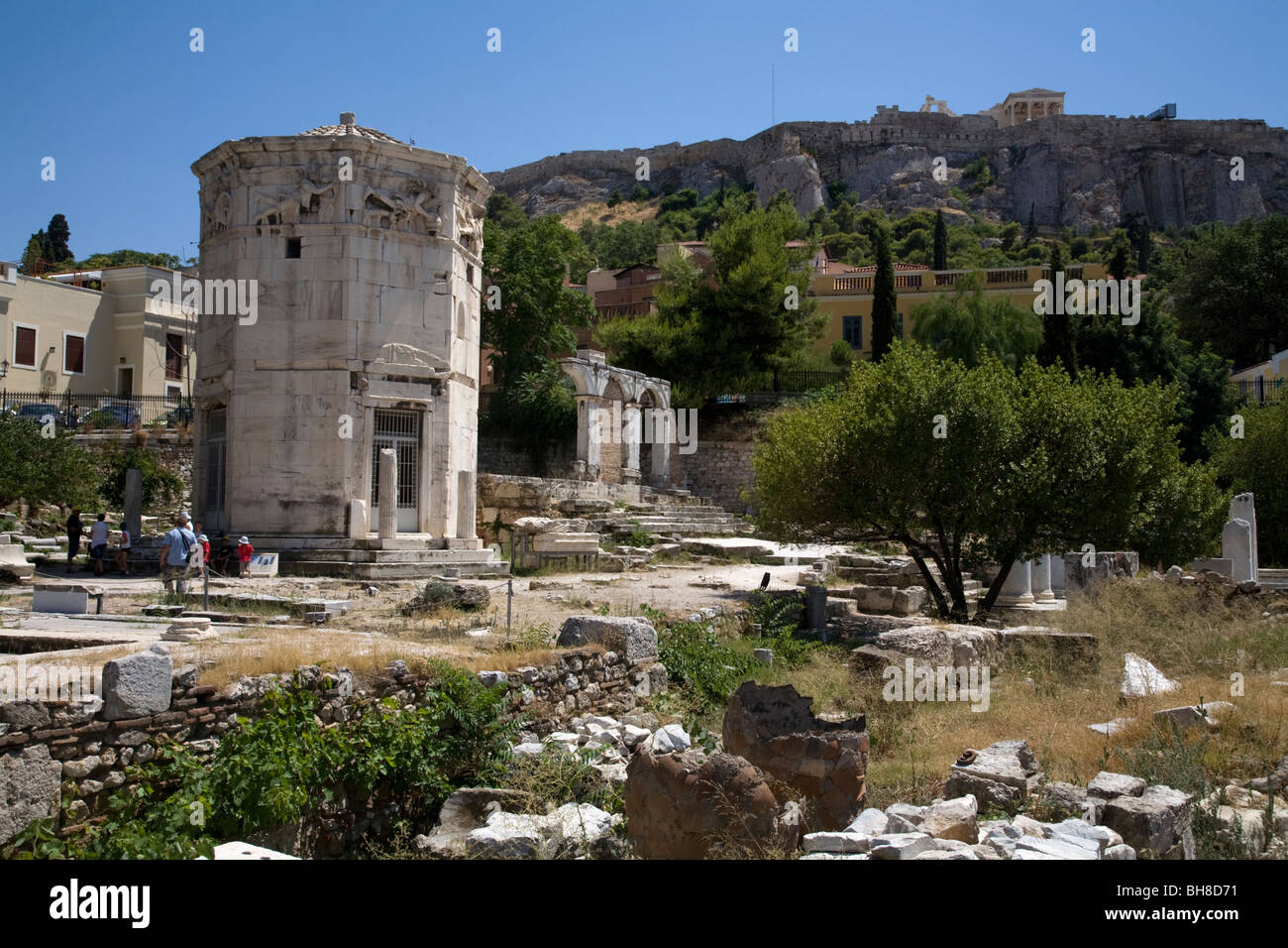 Athènes Grèce la tour romaine d'agora des vents (Horologion du Kyrristos) considérée comme la première station météorologique au monde Banque D'Images