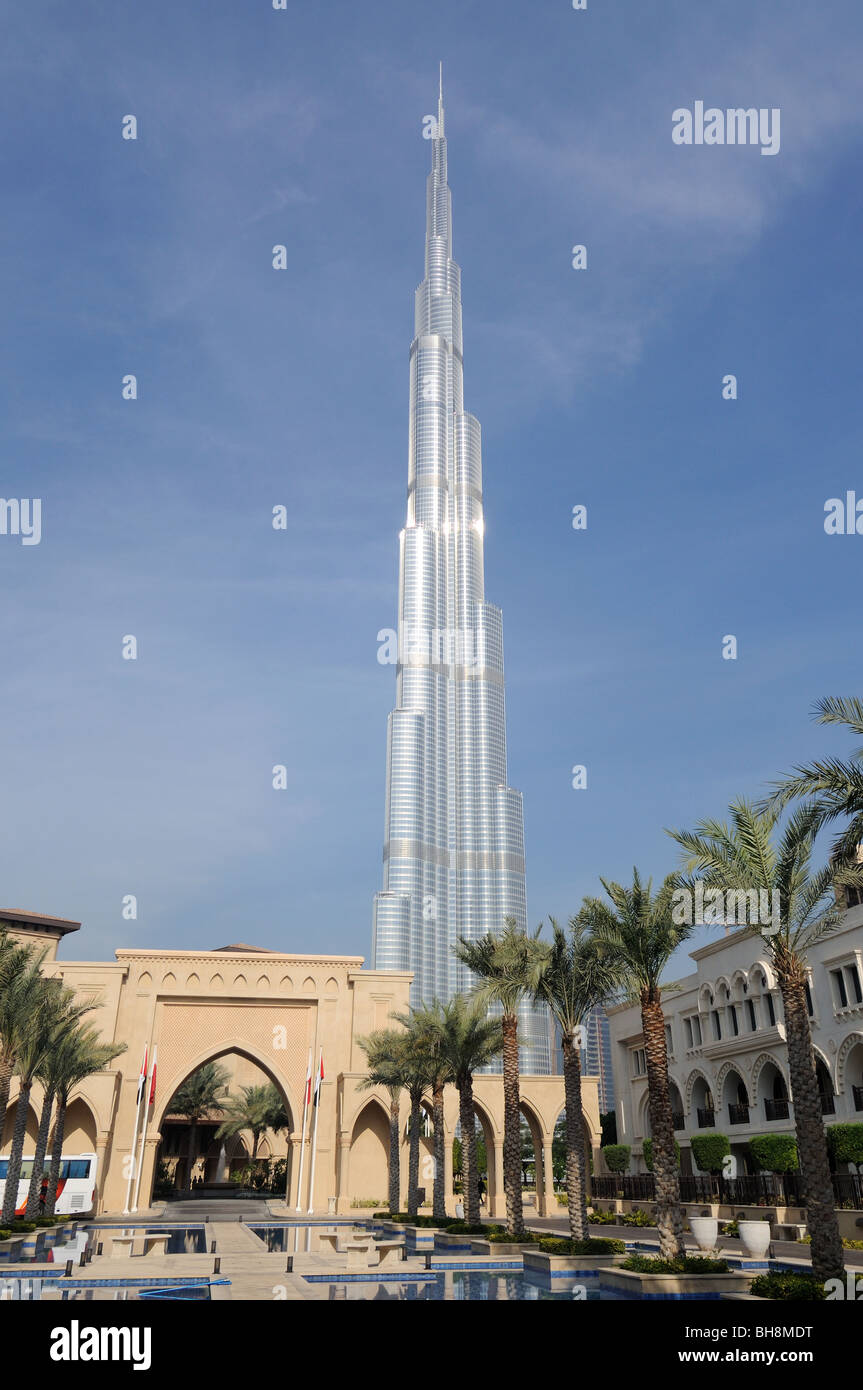 Plus haut gratte-ciel du monde, le Burj Khalifa, Dubai Emirats Arabes Unis Banque D'Images