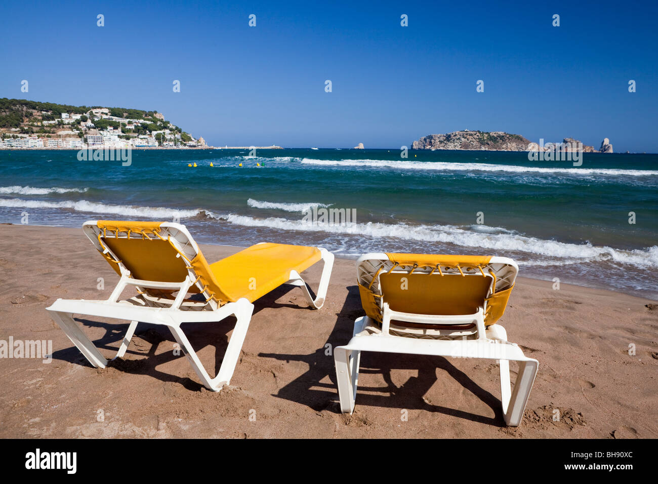 Plage de l'Estartit, Costa Brava, Catalogne, Espagne Banque D'Images