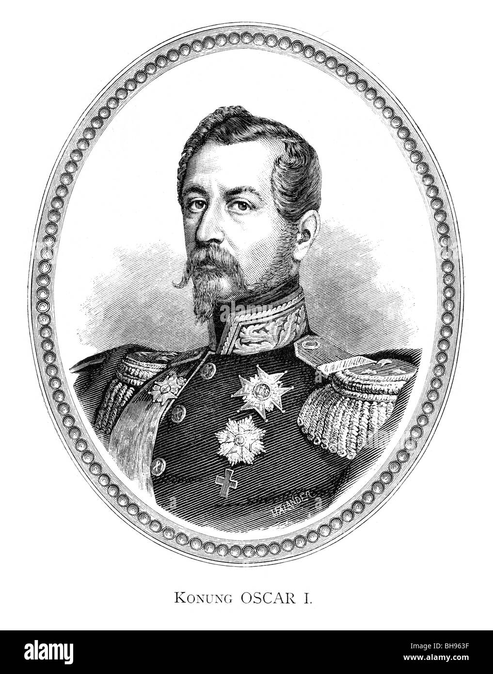 Oscar I, né Joseph François Oscar Bernadotte (4 juillet 1799 - 8 juillet 1859) Banque D'Images