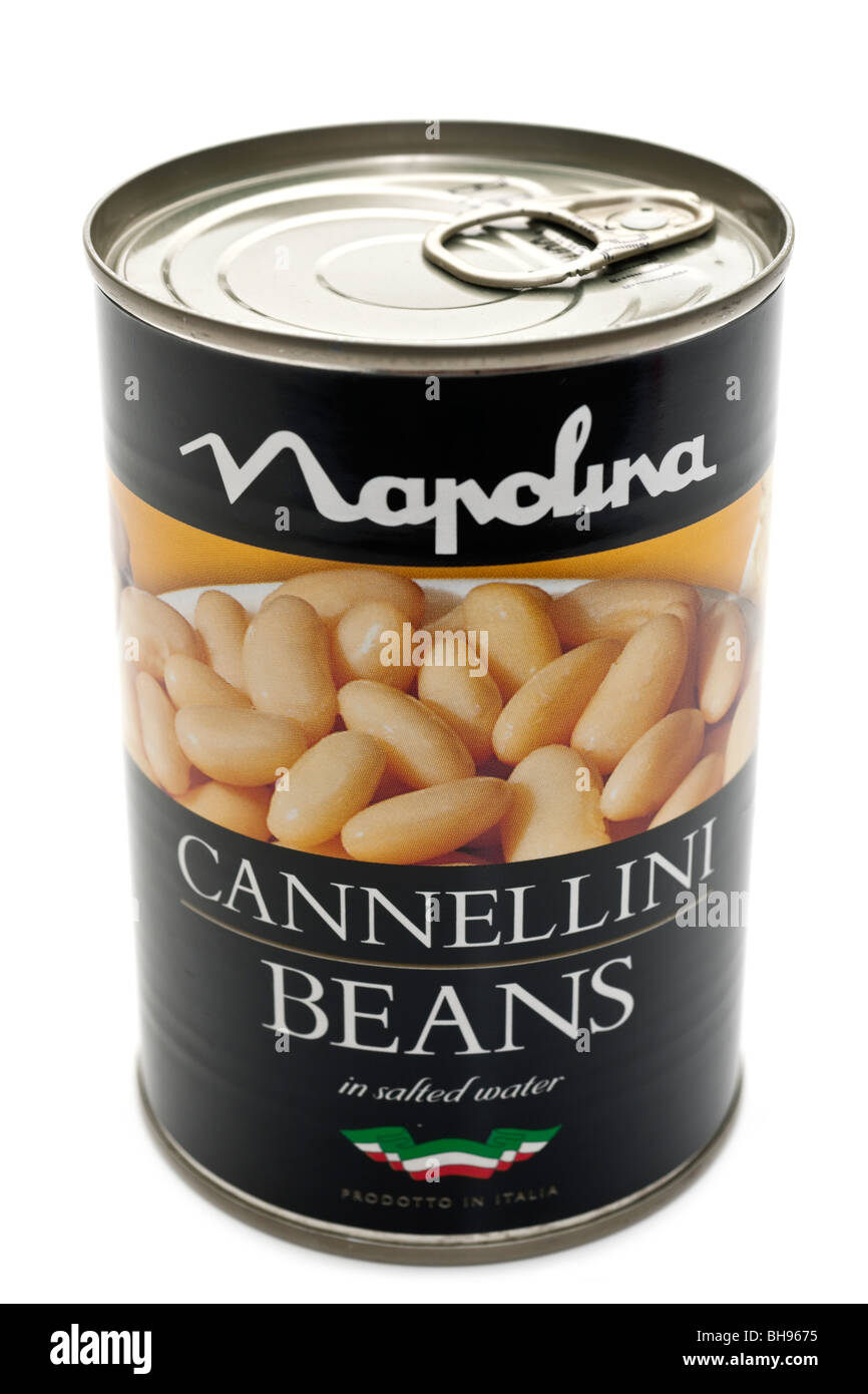 Boîte de haricots CANNELLINI Napolina dans de l'eau salée Banque D'Images