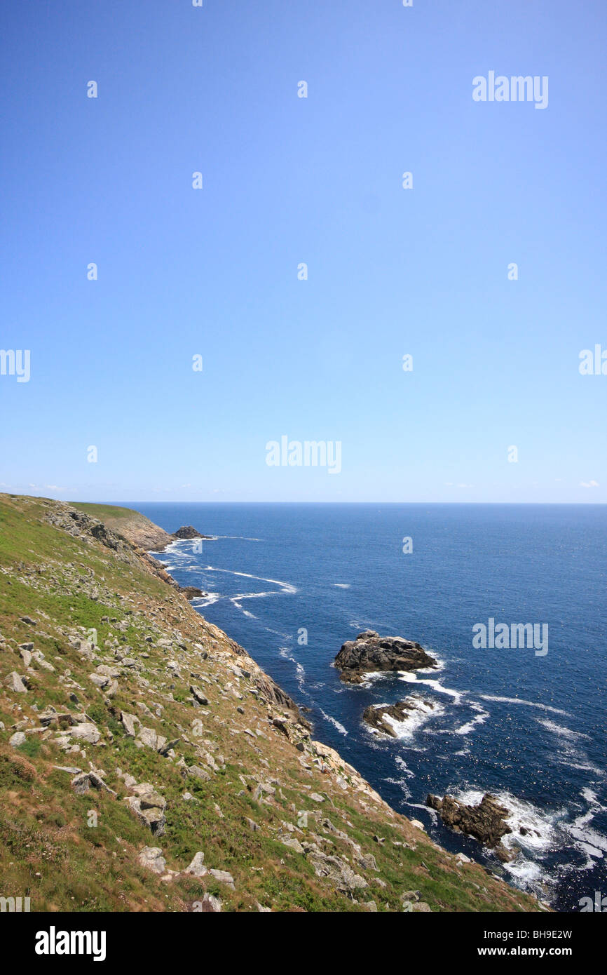 Le touriste français vue de la Pointe du Raz, Bretagne. Banque D'Images