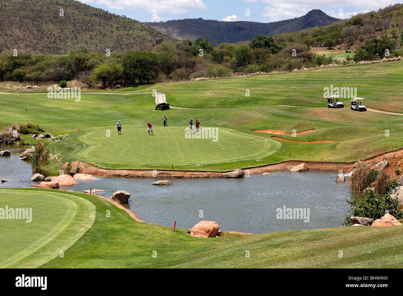 Parcours de Golf de Sun City, province du nord-ouest de Johannesburg, Afrique du Sud , Banque D'Images