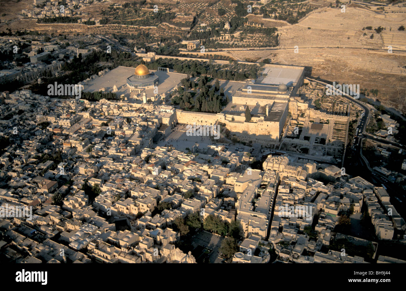Israël, Jérusalem, Vieille Ville, vue aérienne du mont du Temple Banque D'Images