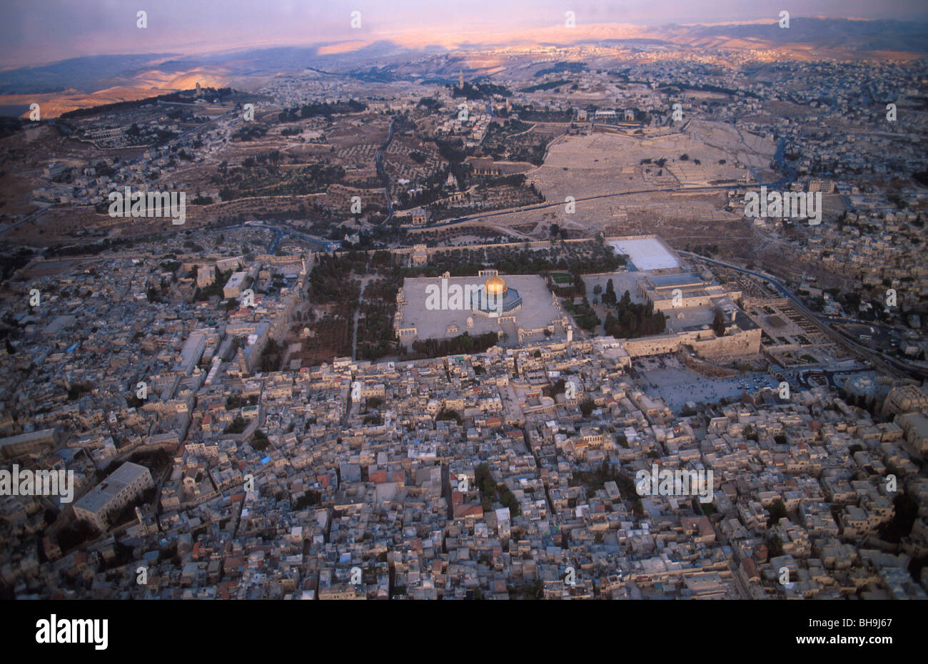 Israël, une vue aérienne de la vieille ville de Jérusalem Banque D'Images